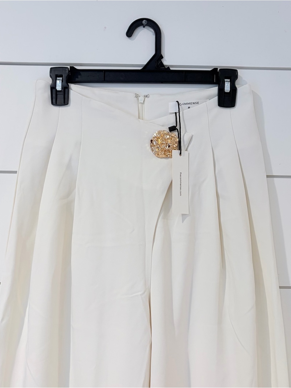 Commense White Wide Leg Trousers Old Money Quiet Luxury M Model Off Duty - Picture 3 of 12